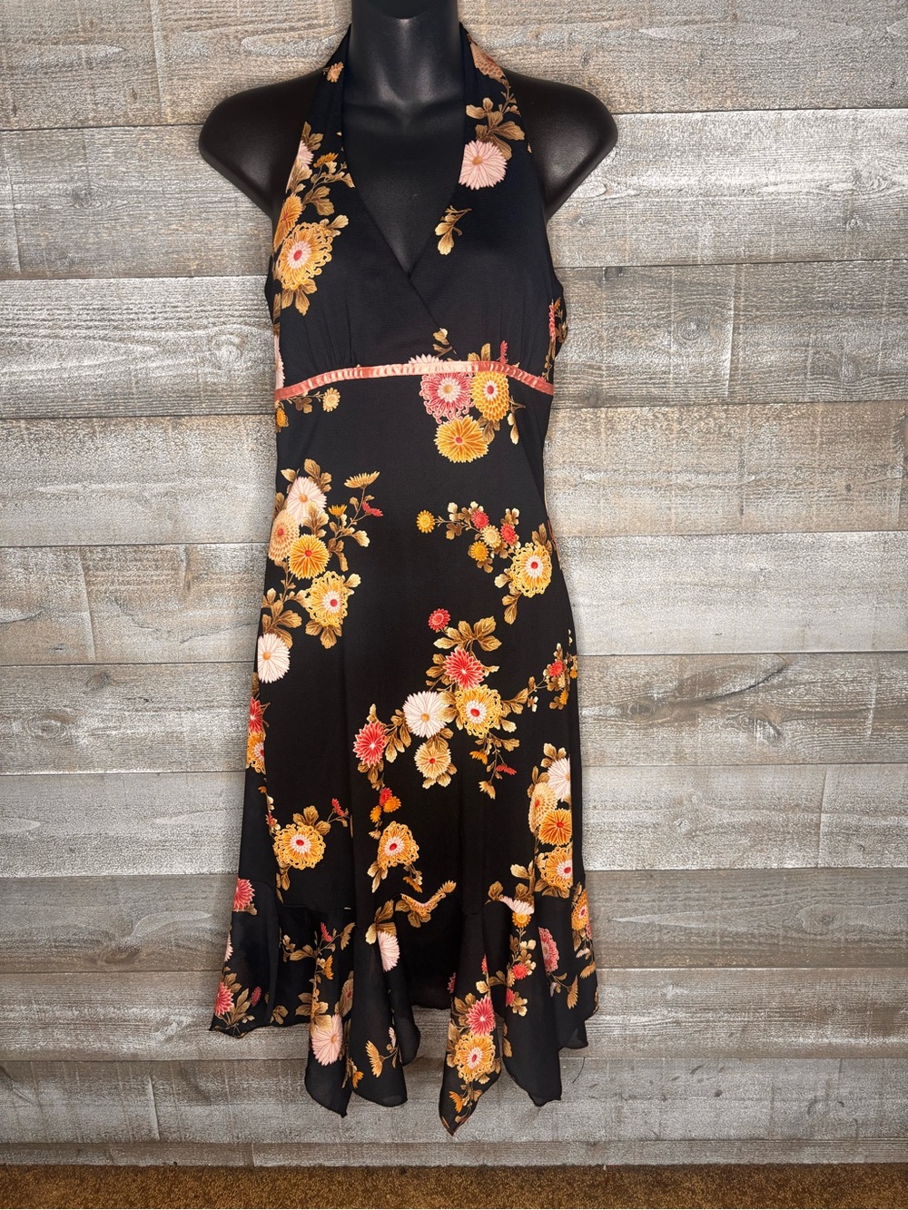 Trixxi Y2K Asian inspired Halter Floral Midi Dress